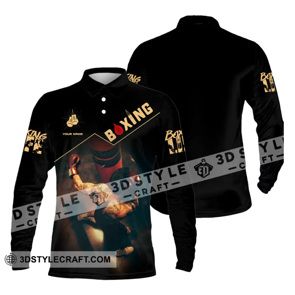 Unisex Shirt Custom Name Boxing Long Sleeve T-Shirt Polo / S T-Shirt