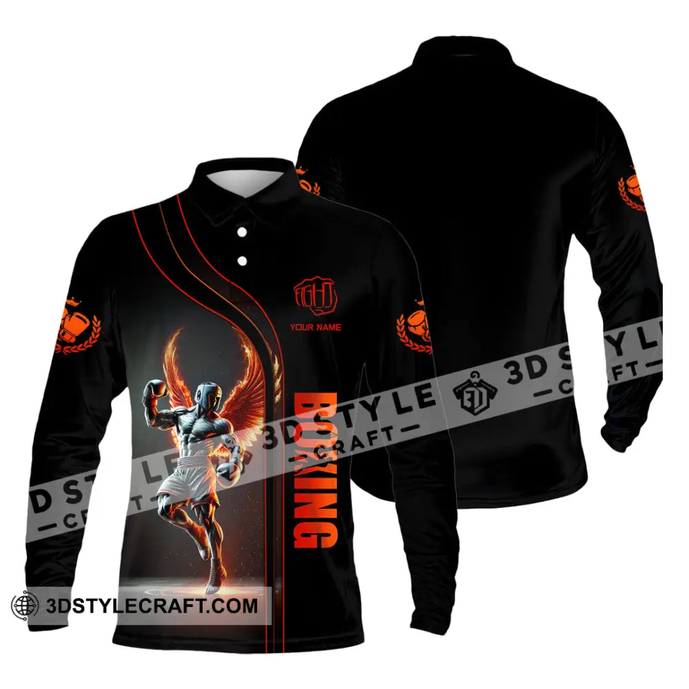 Unisex Shirt Custom Name Boxing Long Sleeve T-Shirt Polo / S T-Shirt