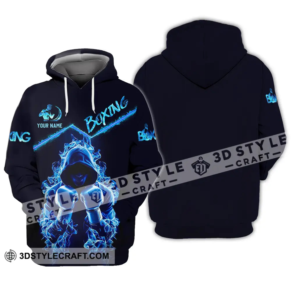 Unisex Shirt - Custom Text Boxing Blue Hoodie / S T-Shirt