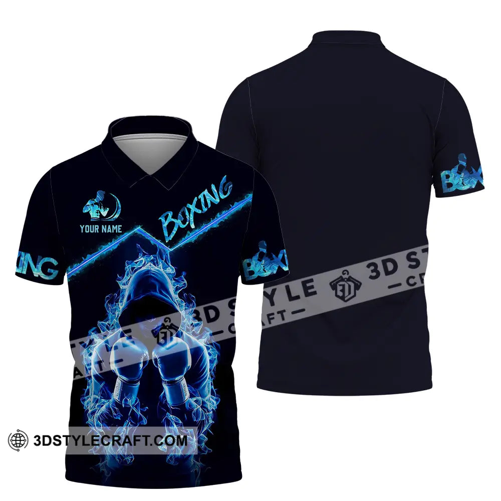 Unisex Shirt - Custom Text Boxing Blue Polo / S T-Shirt