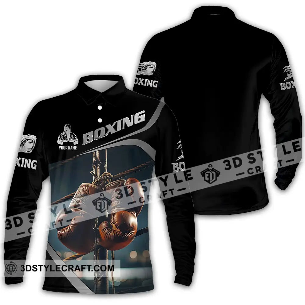 Unisex Shirt - Custom Text Boxing Long Sleeve Polo / S T-Shirt