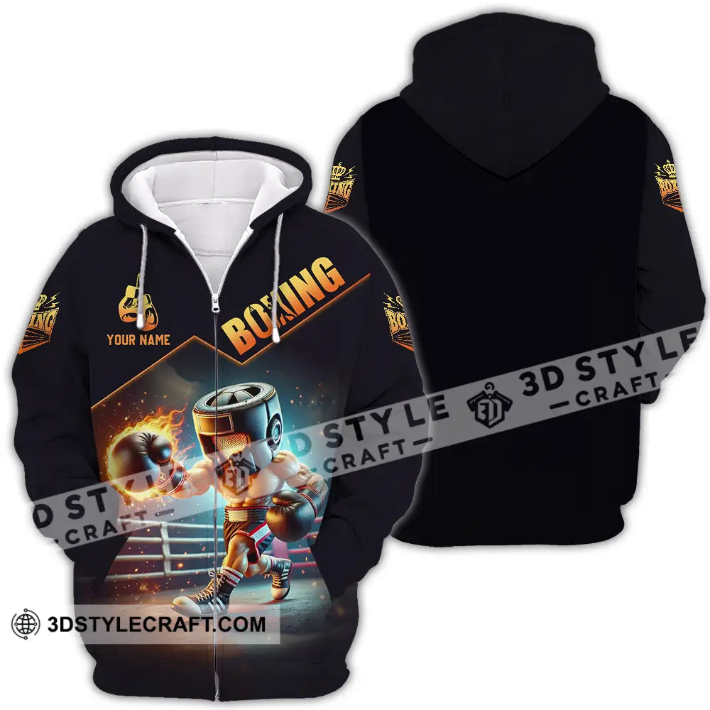 Unisex Shirt - Custom Text Boxing Zipper Hoodie / S T-Shirt
